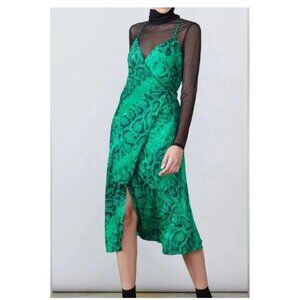 Allen Schwartz Women's Langley Green Snake Print Wrap Dress Size 8